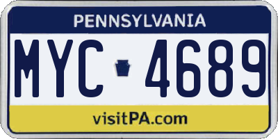 PA license plate MYC4689