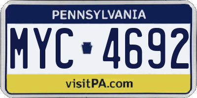PA license plate MYC4692