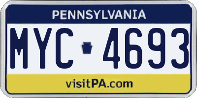 PA license plate MYC4693