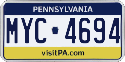 PA license plate MYC4694