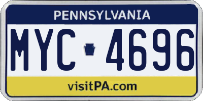 PA license plate MYC4696