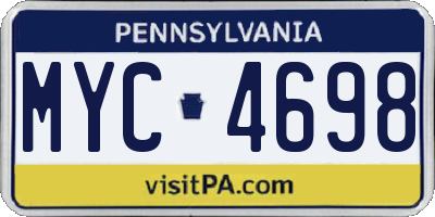 PA license plate MYC4698