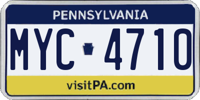 PA license plate MYC4710