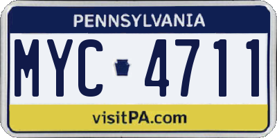 PA license plate MYC4711