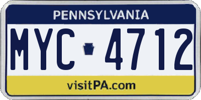 PA license plate MYC4712