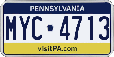 PA license plate MYC4713