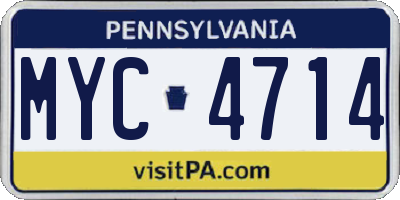 PA license plate MYC4714