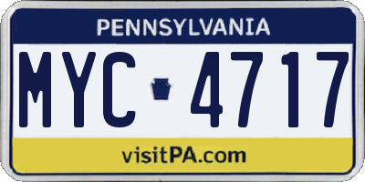 PA license plate MYC4717