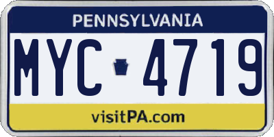 PA license plate MYC4719