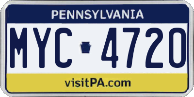 PA license plate MYC4720