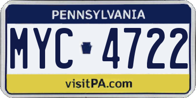 PA license plate MYC4722