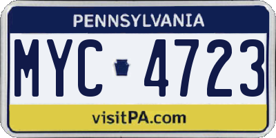 PA license plate MYC4723
