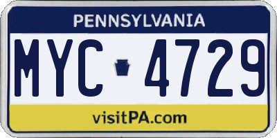 PA license plate MYC4729