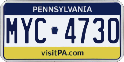 PA license plate MYC4730