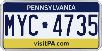 PA license plate MYC4735