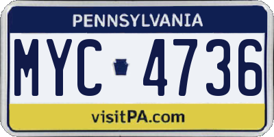 PA license plate MYC4736