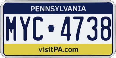PA license plate MYC4738