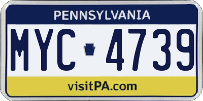 PA license plate MYC4739