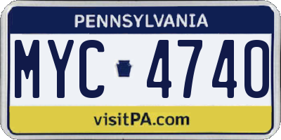 PA license plate MYC4740