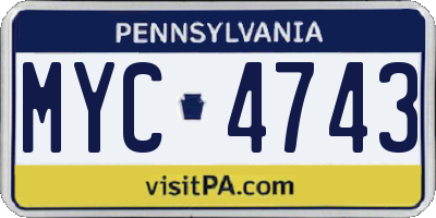 PA license plate MYC4743