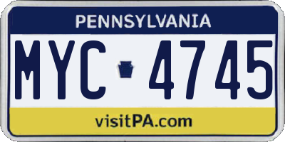 PA license plate MYC4745