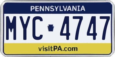 PA license plate MYC4747