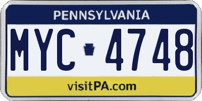 PA license plate MYC4748