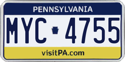 PA license plate MYC4755