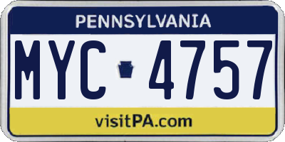 PA license plate MYC4757