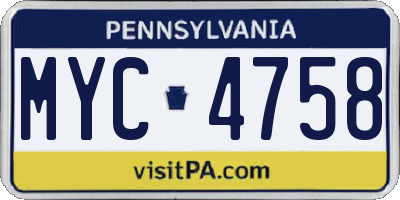 PA license plate MYC4758