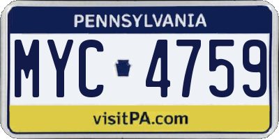 PA license plate MYC4759