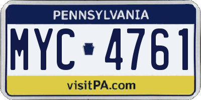 PA license plate MYC4761