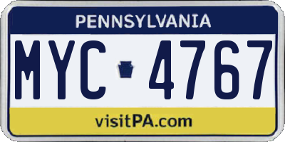 PA license plate MYC4767