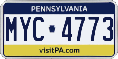 PA license plate MYC4773