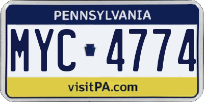 PA license plate MYC4774