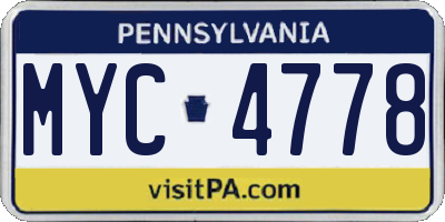 PA license plate MYC4778
