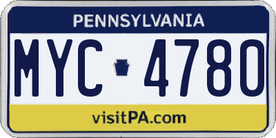 PA license plate MYC4780