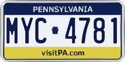PA license plate MYC4781
