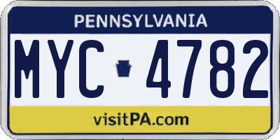 PA license plate MYC4782