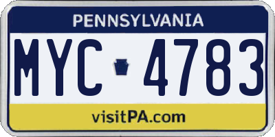 PA license plate MYC4783