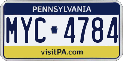 PA license plate MYC4784