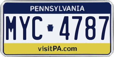 PA license plate MYC4787