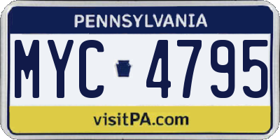 PA license plate MYC4795