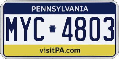 PA license plate MYC4803