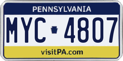 PA license plate MYC4807