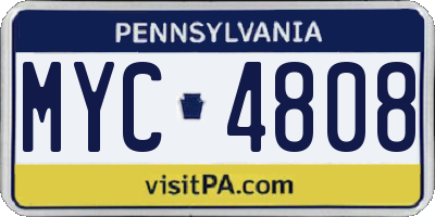 PA license plate MYC4808