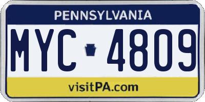 PA license plate MYC4809