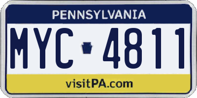 PA license plate MYC4811