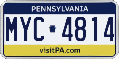 PA license plate MYC4814