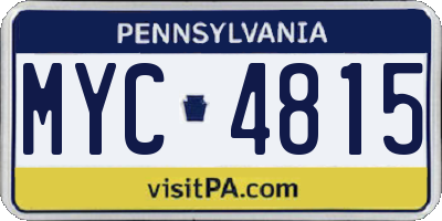 PA license plate MYC4815